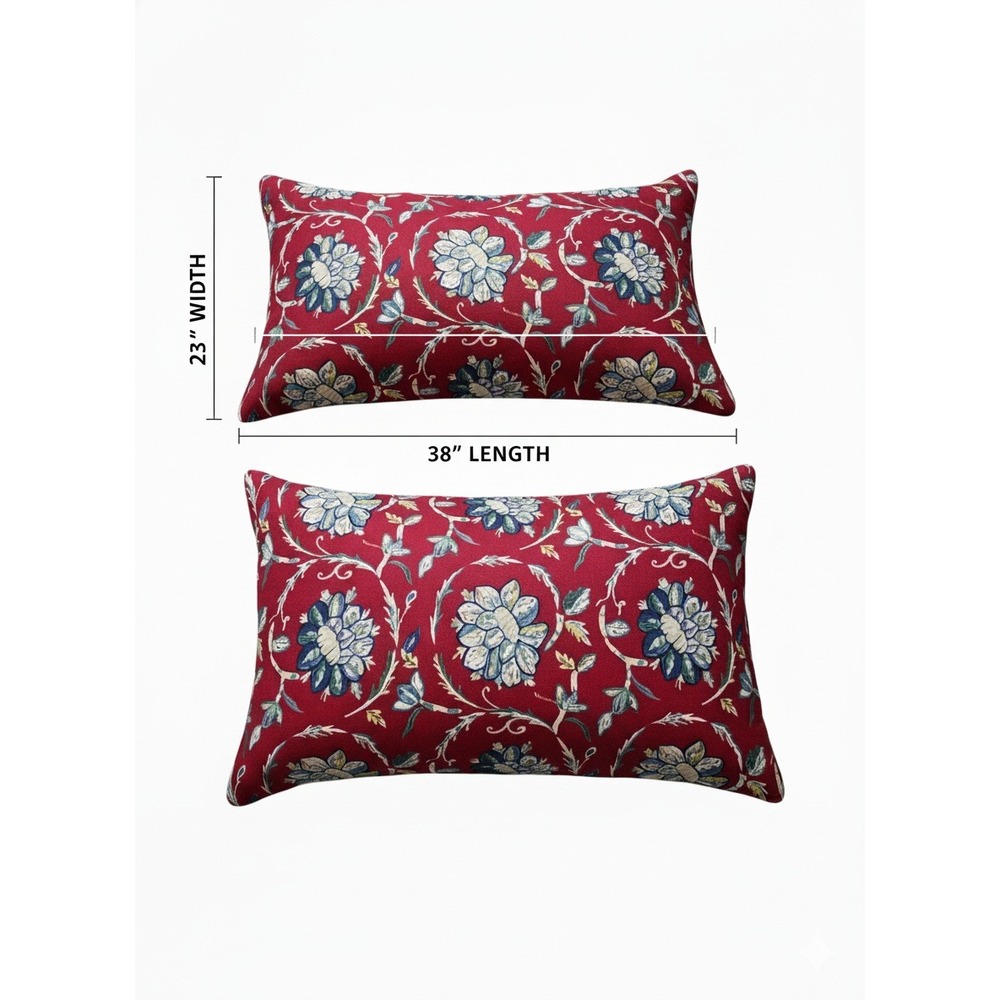 Nina Home by Nina Campbell Floral Pillow Shams Red‎ Blue Cream Set of 2 King
